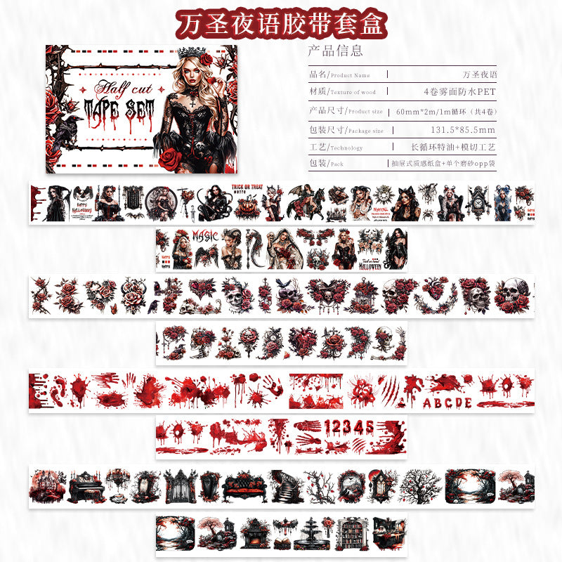 Foreign Trade Cross-Border Hot-Selling Halloween and Christmas Planner Materials DIY Decoration No-Cut Die-Cut Pet Planner Tape