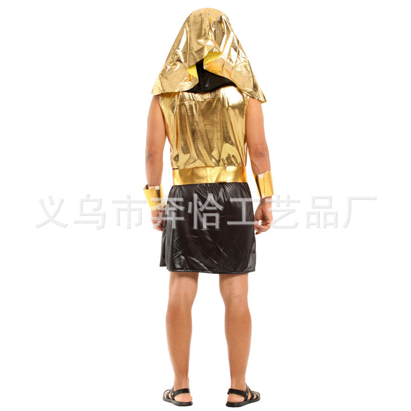 Halloween Egyptian Pharaoh Costume Ball Indian Savage Performance Props Indigenous Headwear Feather Pharaoh Hat
