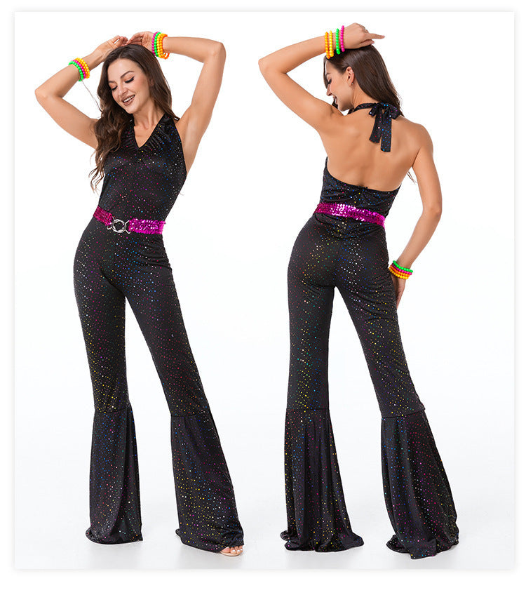 Halloween Costume Adult Retro European and American 70S Disco Sequin Couple Costume Bar Stage Performance Costume