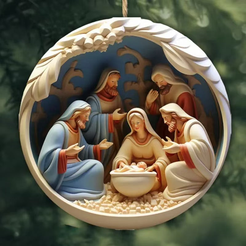 2025 Cross-Border Independent Station Acrylic 3D Effect Christmas Ornaments New Religious Belief Decoration