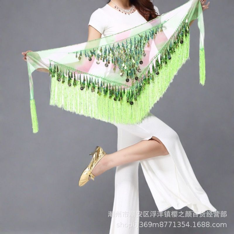 Halloween in stock Indian Dance Dress Flash Tassel Waist Towel Belly Dance Hip Towel Waist Chain Latin Dance Waist Towel Wholesale