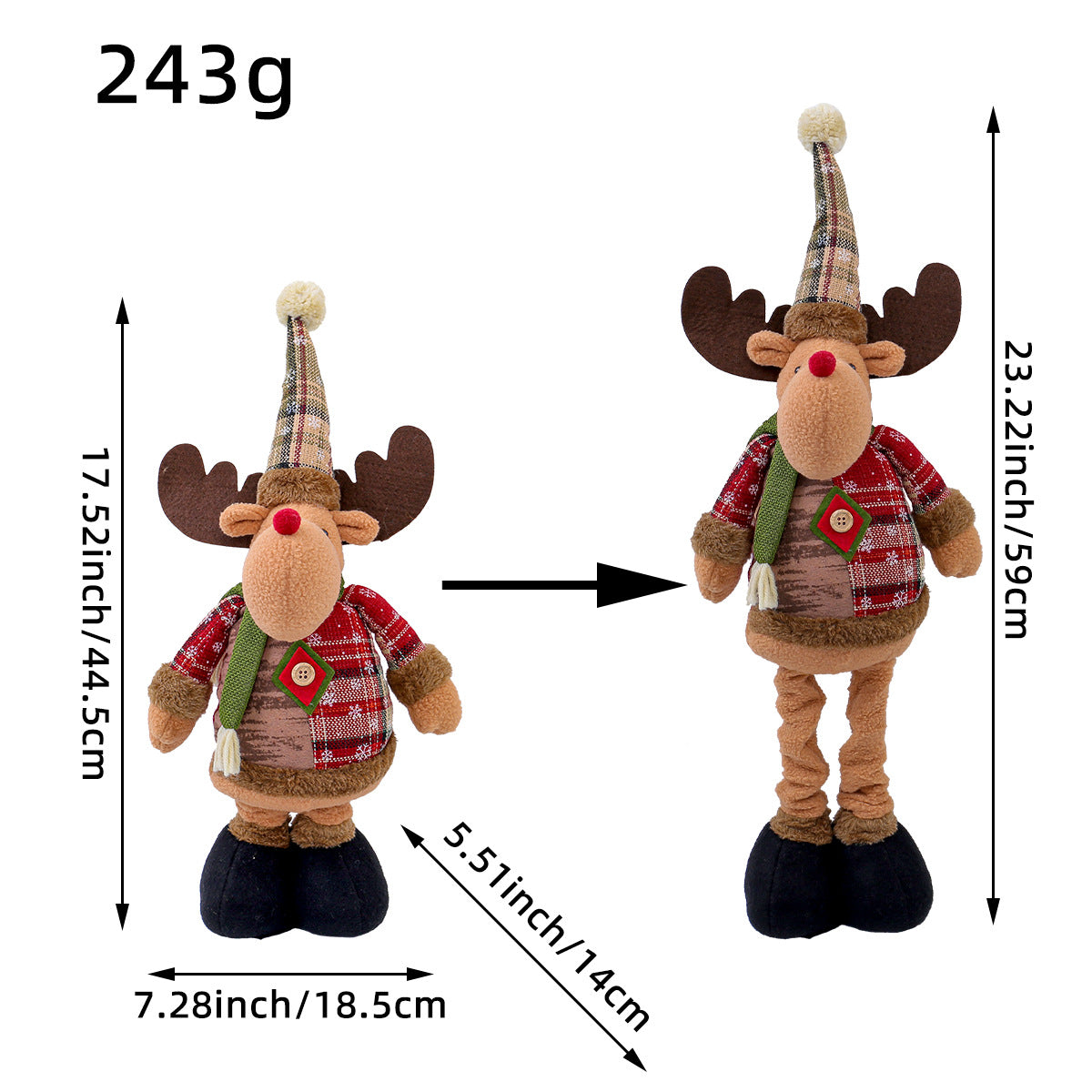 A variety of Christmas standing telescopic doll hotel window Christmas snowman elk doll decorative ornaments