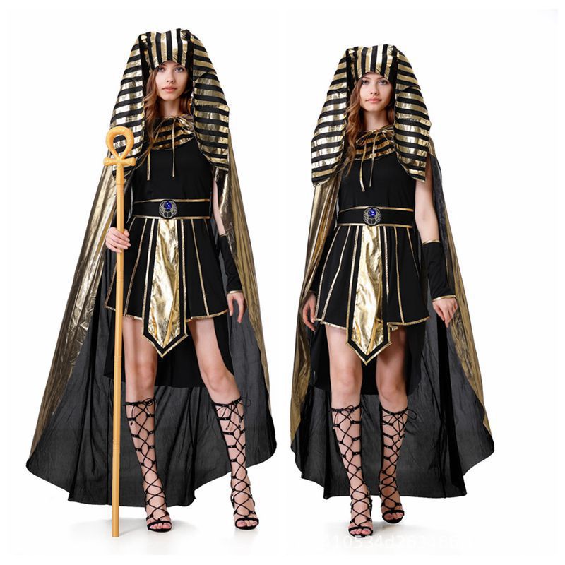 Cross-Border Halloween Egyptian Pharaoh Couple Cosplay Costumes for Men and Women Ancient Greek and Roman King Pharaoh Cleopatra Costumes