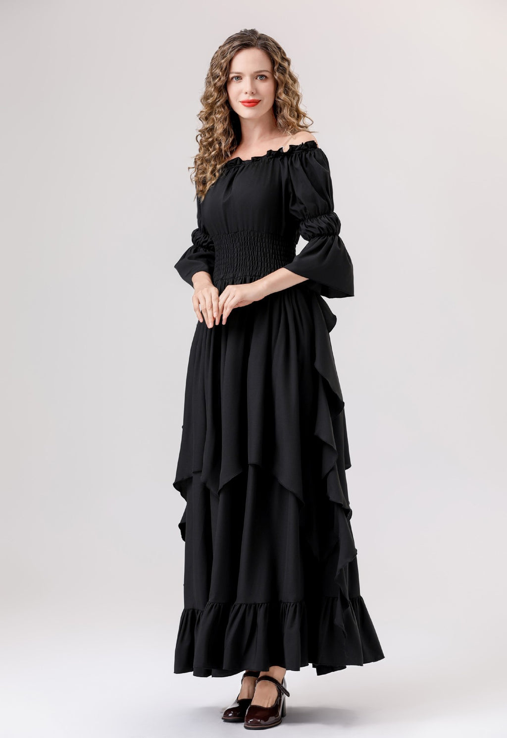 Halloween Medieval Renaissance Retro Dress European and American Square Collar Bundle Waist Dress Stage Performance Costume