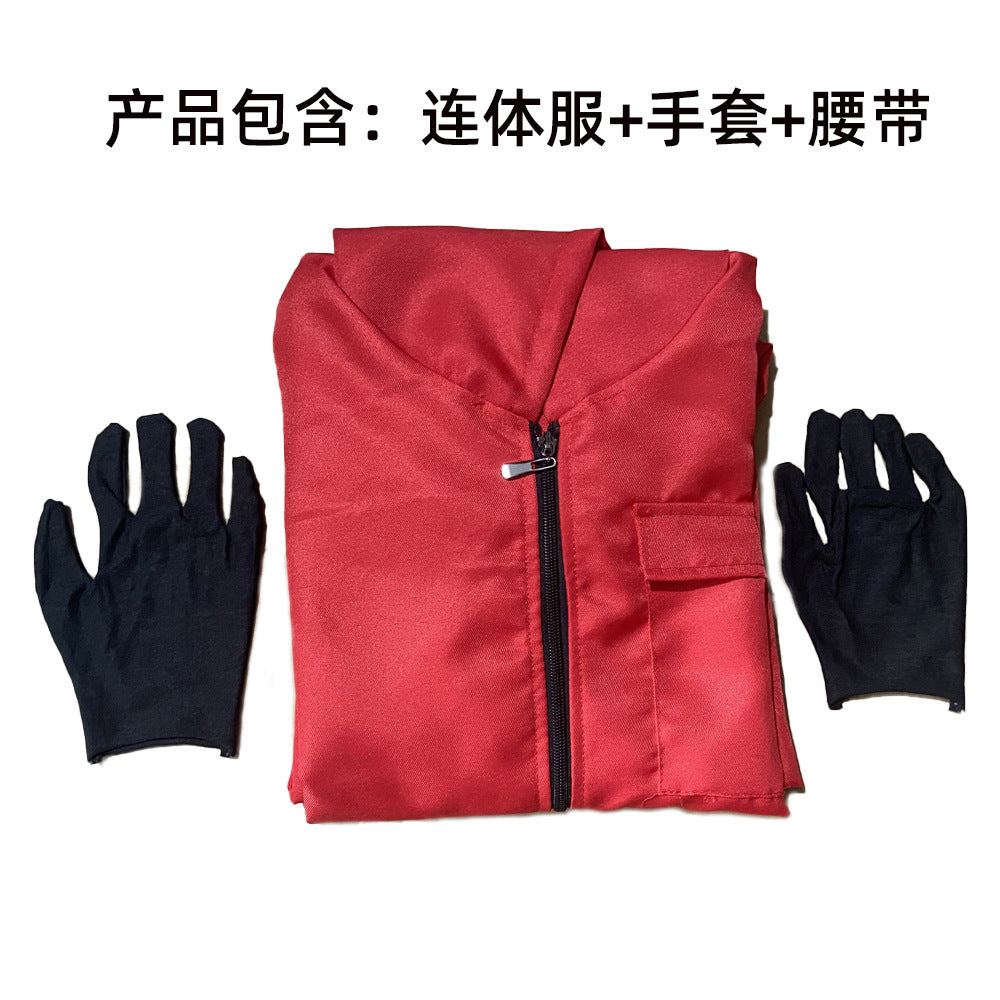 Halloween European and American Red Zipper Jacket Crock Pants suit Casual Jumpsuit Solid Color Work Uniform Performance Clothes