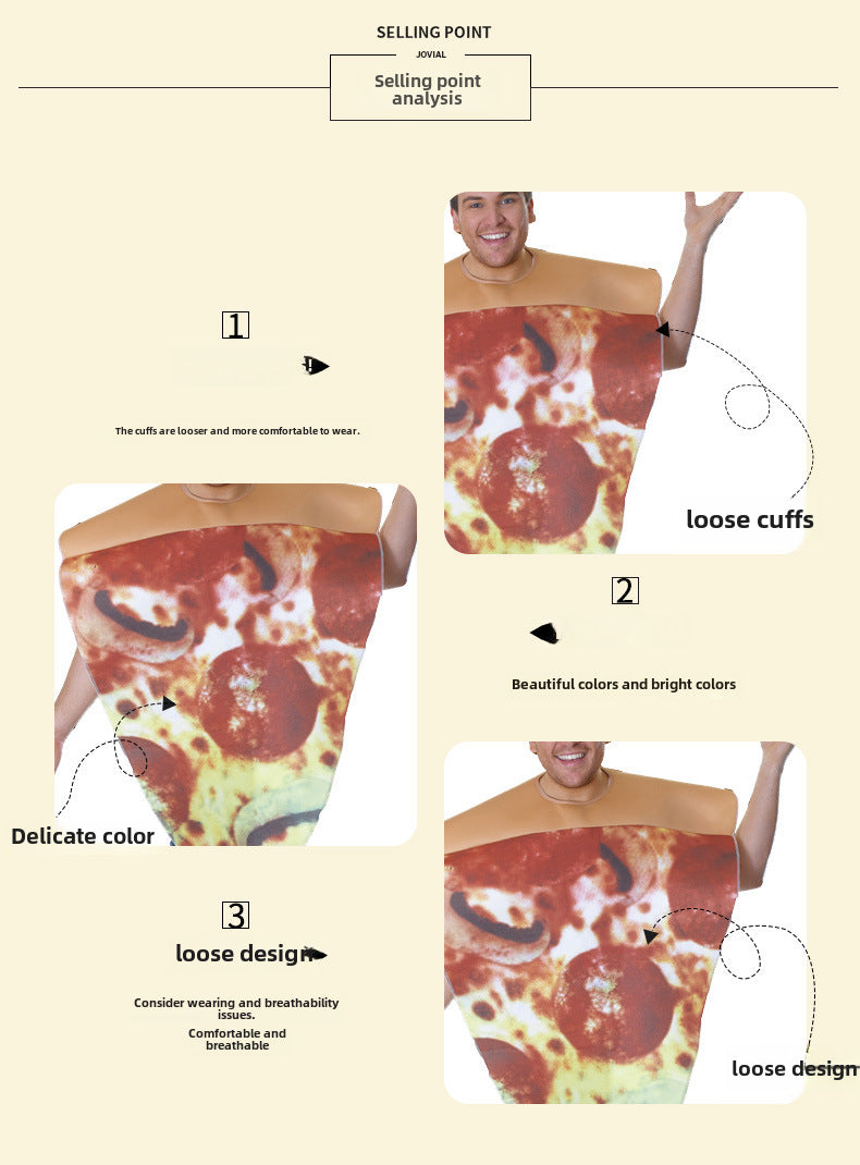 Cross-border Supply Carnival Halloween cosplay Masquerade Stage Costume Adult Delicious Pizza Costume