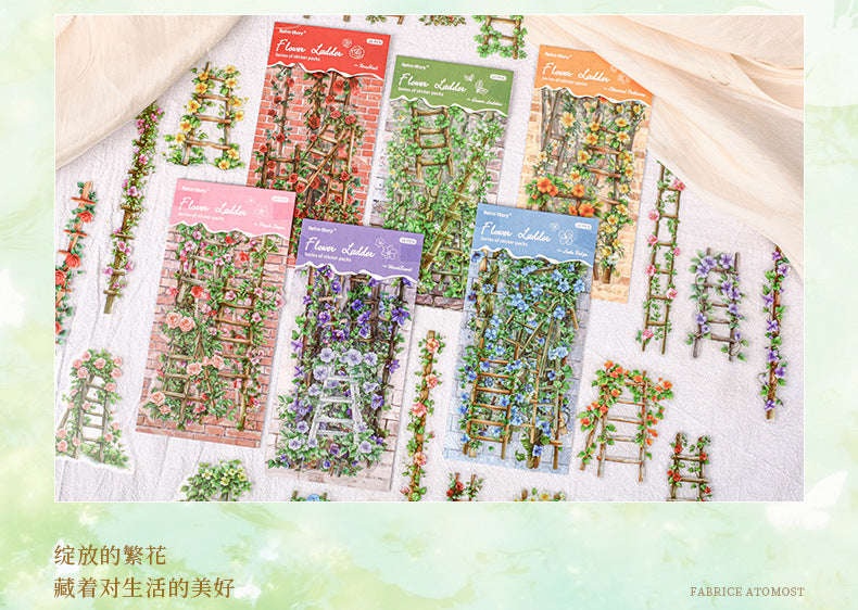 Retrostory Flower Ladder Pastoral Fresh Creative Stickers Decorative Stickers Children's Landscaping Material Journal Stickers