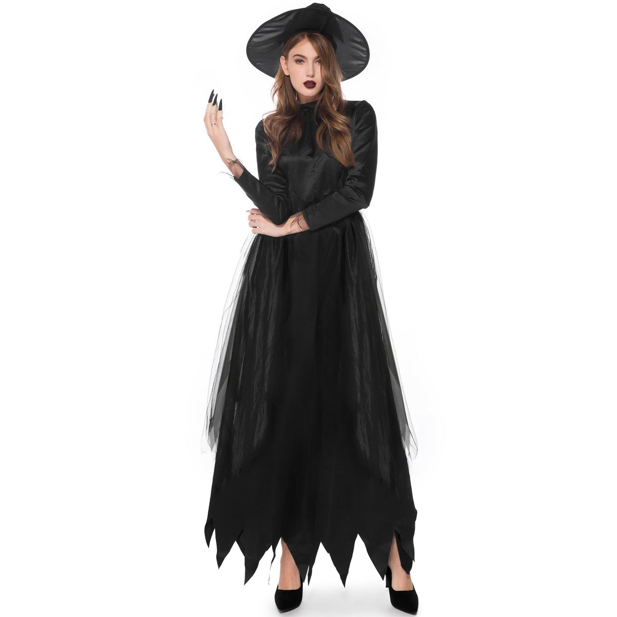 Export Halloween Cos Adult Black Witch Dark Demon Horror Masquerade Ghost Bride Costume