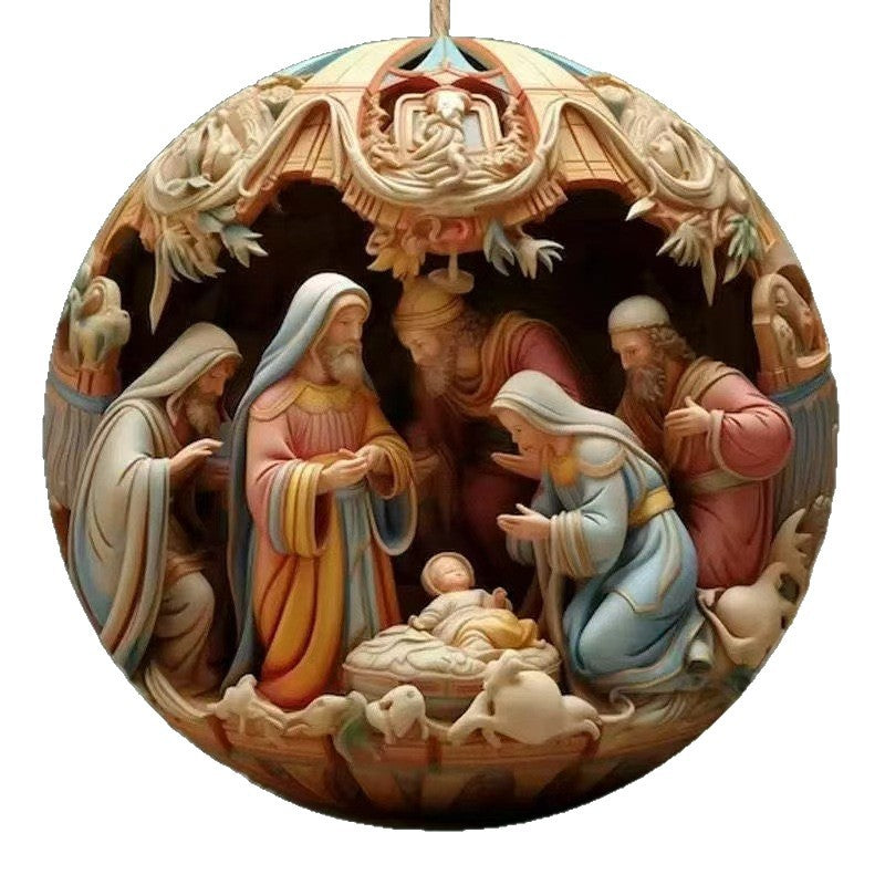 2025 Cross-Border Independent Station Acrylic 3D Effect Christmas Ornaments New Religious Belief Decoration