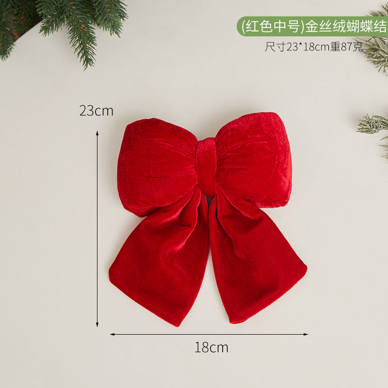 Christmas Tree Decoration Home Gold Velvet Bow Large Pendant Photo Atmosphere Props Atmosphere Flocking Bow