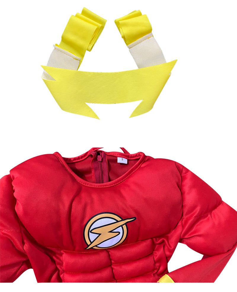Halloween Kids Superhero Muscle Dress Up The Flash Dress Up Boys Anime Figure Cosplay Costume