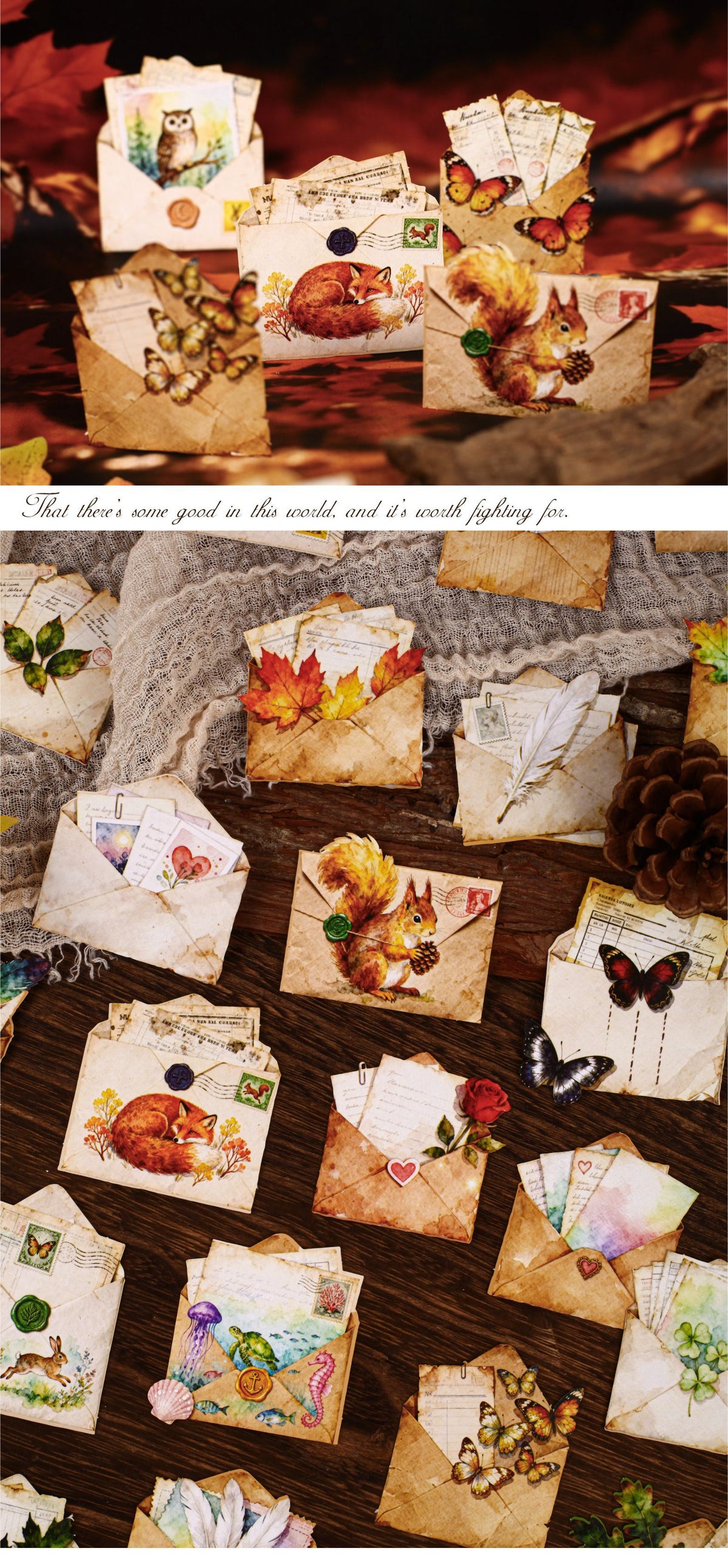 Retrostory Letters from Afar Series Natural Boundless Fallen Leaf Specimen Decorative Material 10 Handbook Sticker Packs
