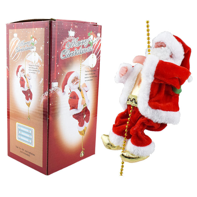 Climbing Chimney Santa Claus Electric Toy Climbing Beads Climbing Ladder Santa Claus Ornaments Christmas Decoration Gifts