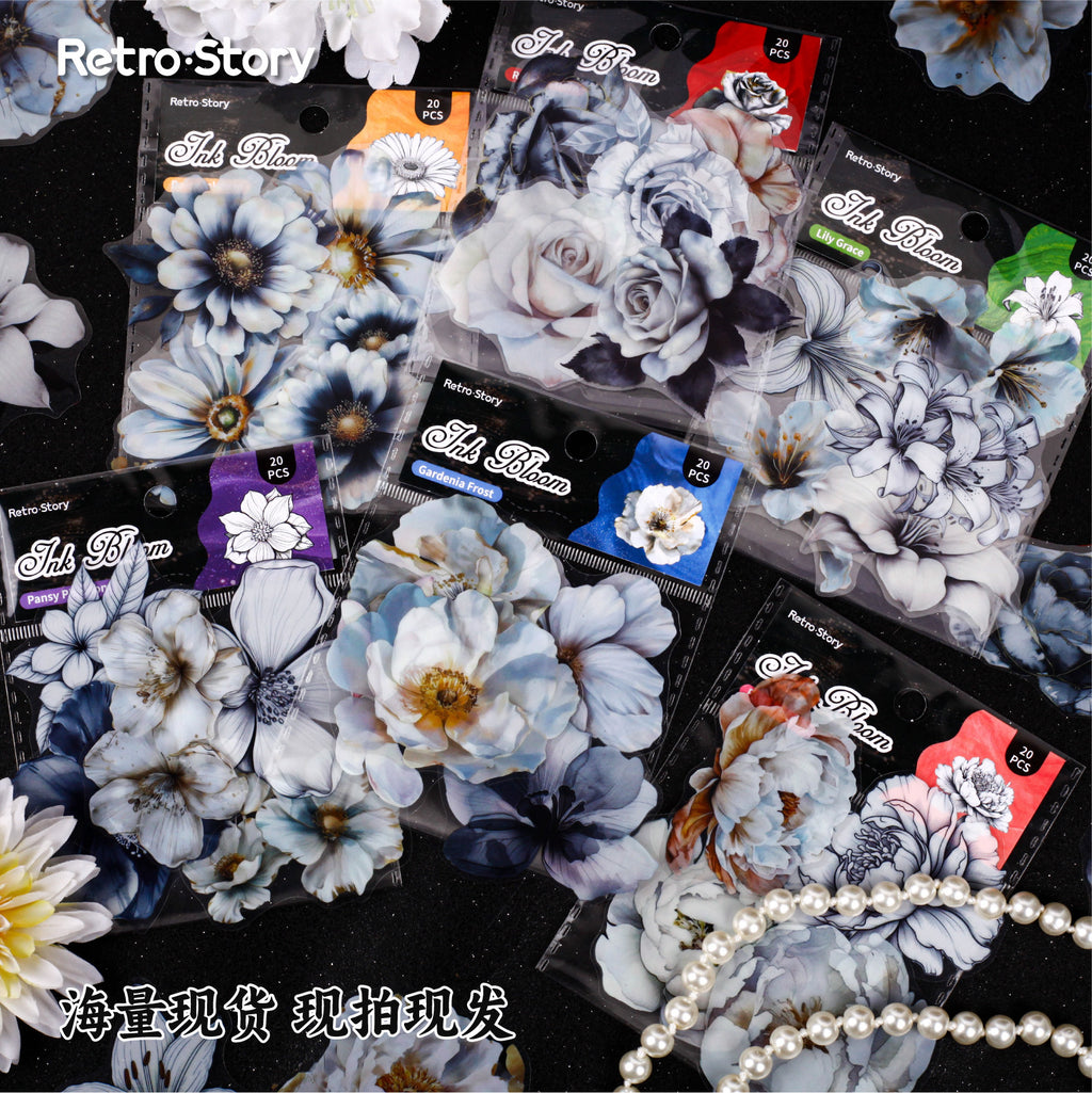 Retrostory Ink Flower Spectrum Series Landscaping Stickers Creative Handbook Creative Decoration Collage Material Paper Stickers
