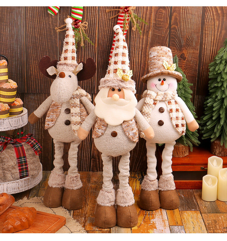 A variety of Christmas standing telescopic doll hotel window Christmas snowman elk doll decorative ornaments