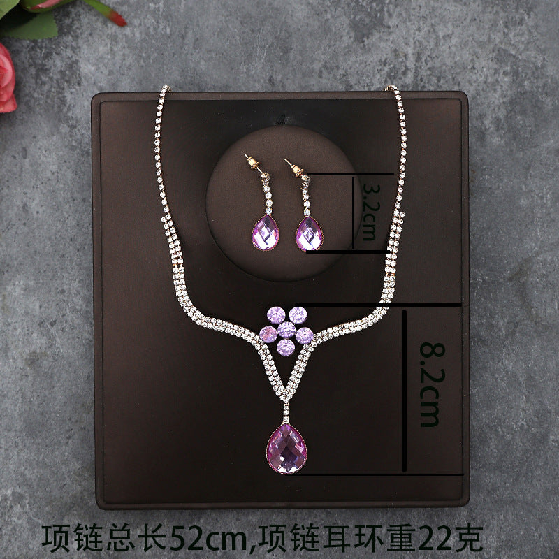 Korean Bride Necklace Earrings Two-piece Decorations Wedding Yarn Wedding Jewelry Wedding Accessories Dance Studio