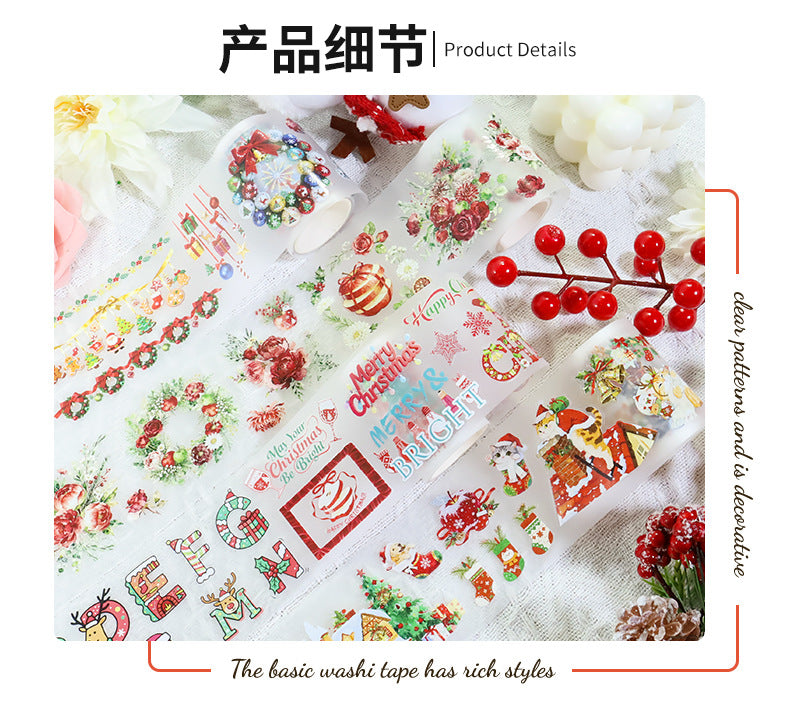 Foreign Trade Cross-Border Hot-Selling Halloween and Christmas Planner Materials DIY Decoration No-Cut Die-Cut Pet Planner Tape