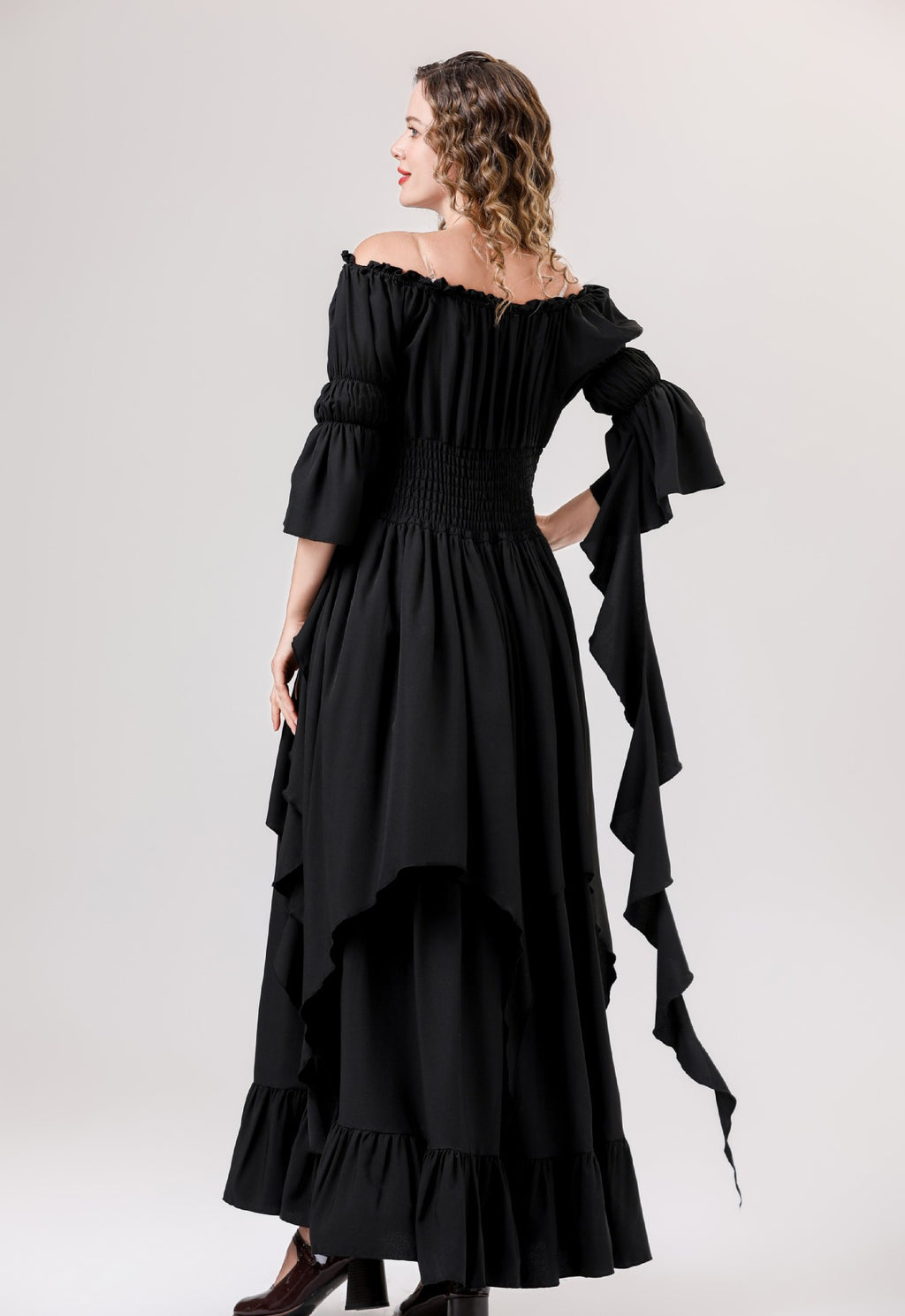 Halloween Medieval Renaissance Retro Dress European and American Square Collar Bundle Waist Dress Stage Performance Costume