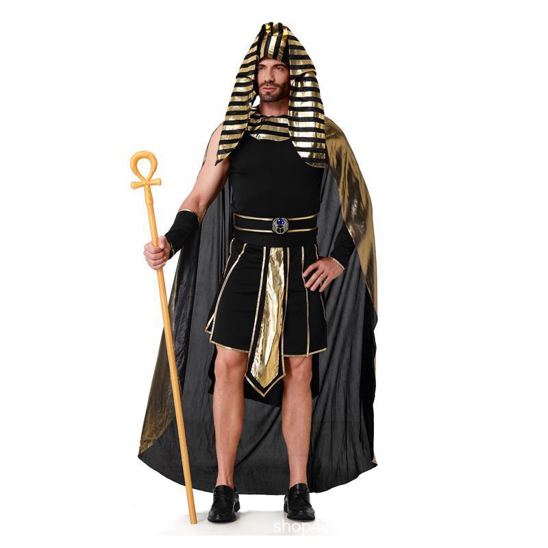 Cross-Border Halloween Egyptian Pharaoh Couple Cosplay Costumes for Men and Women Ancient Greek and Roman King Pharaoh Cleopatra Costumes
