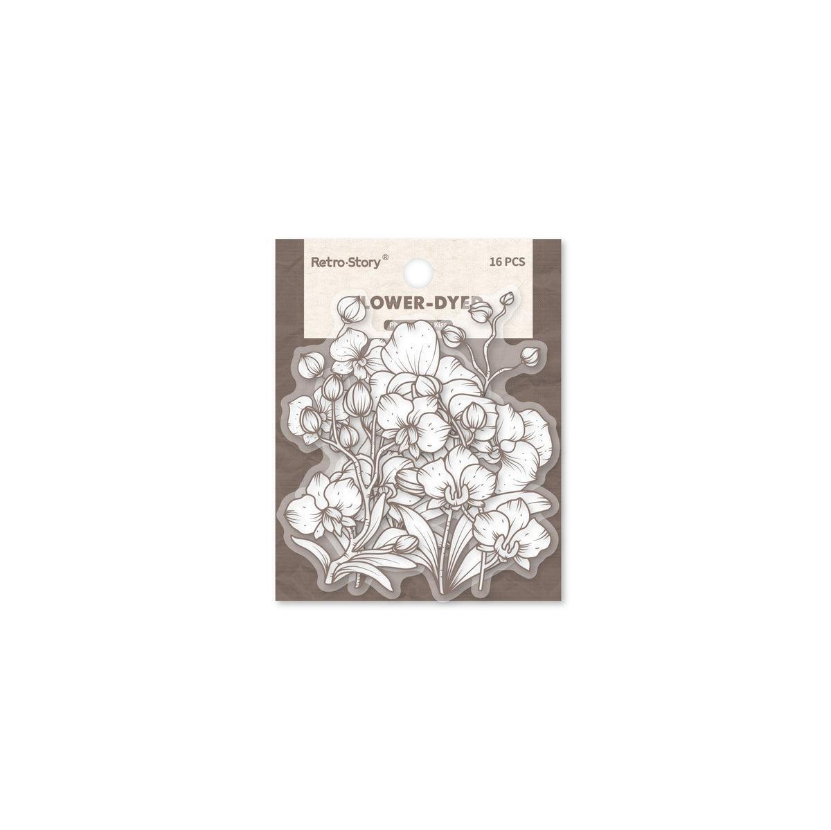 Retrostory Flower Dyeing Series Pet Sticker Pack 16 Pieces into Retro Flower Handbook DIY Material Decorative Stickers