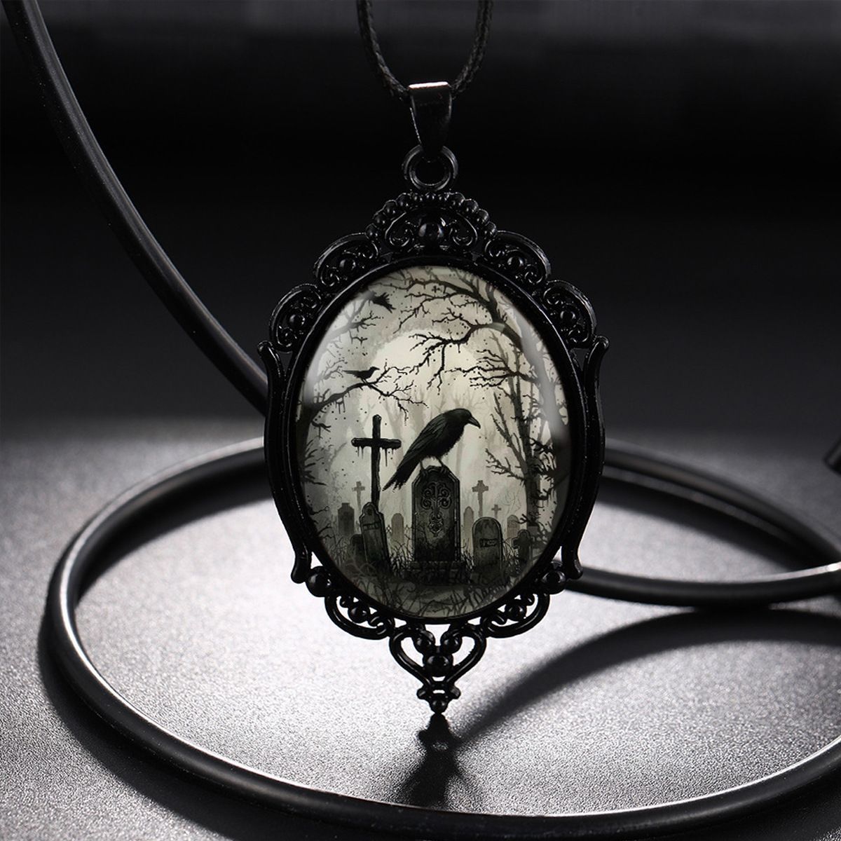 Cross-Border Hot Selling Halloween Gothic Crow Earrings Necklace Set Factory Direct Sale