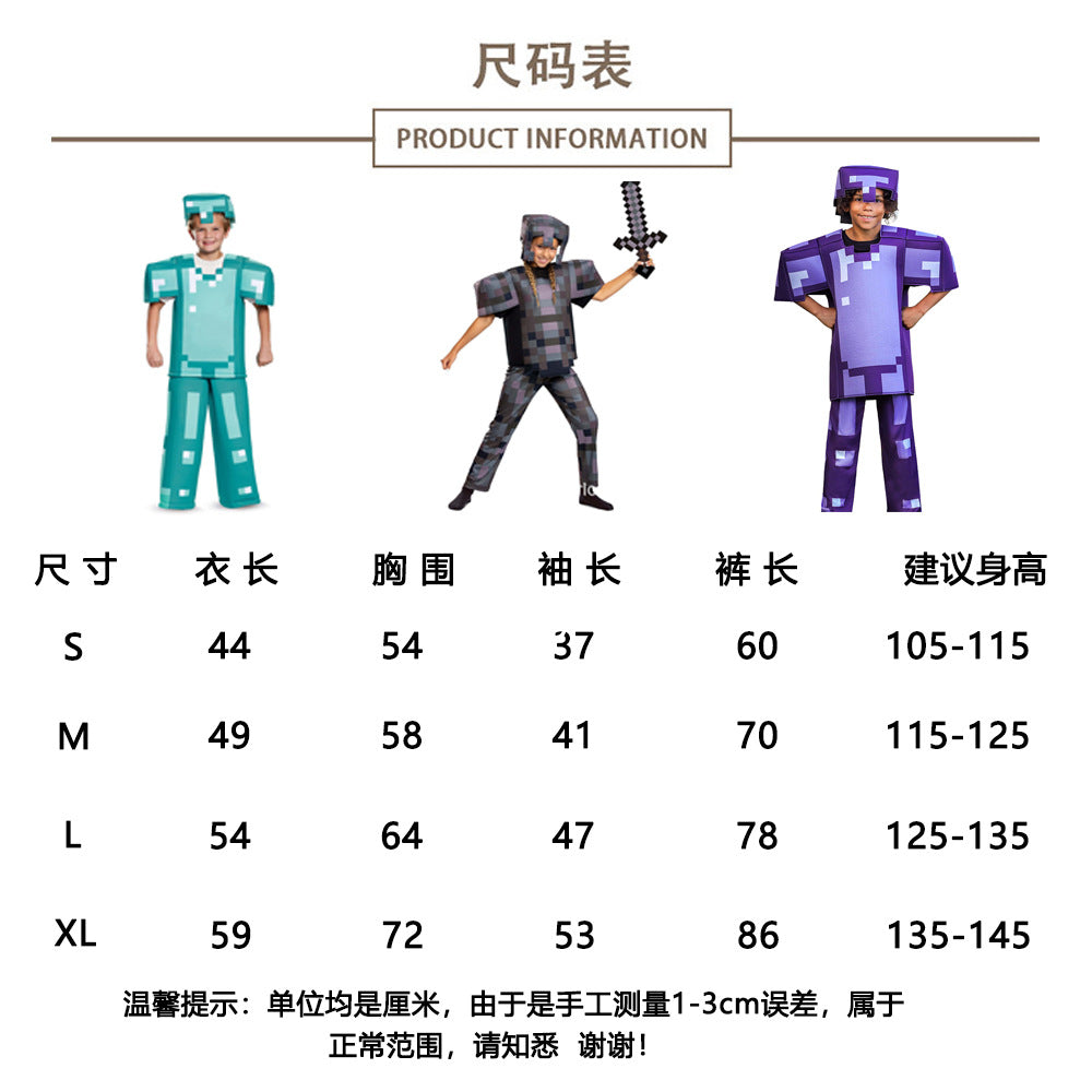 My World Child Cos Suit Steve Stage Game Performance Suit minecraft Halloween Costume in stock