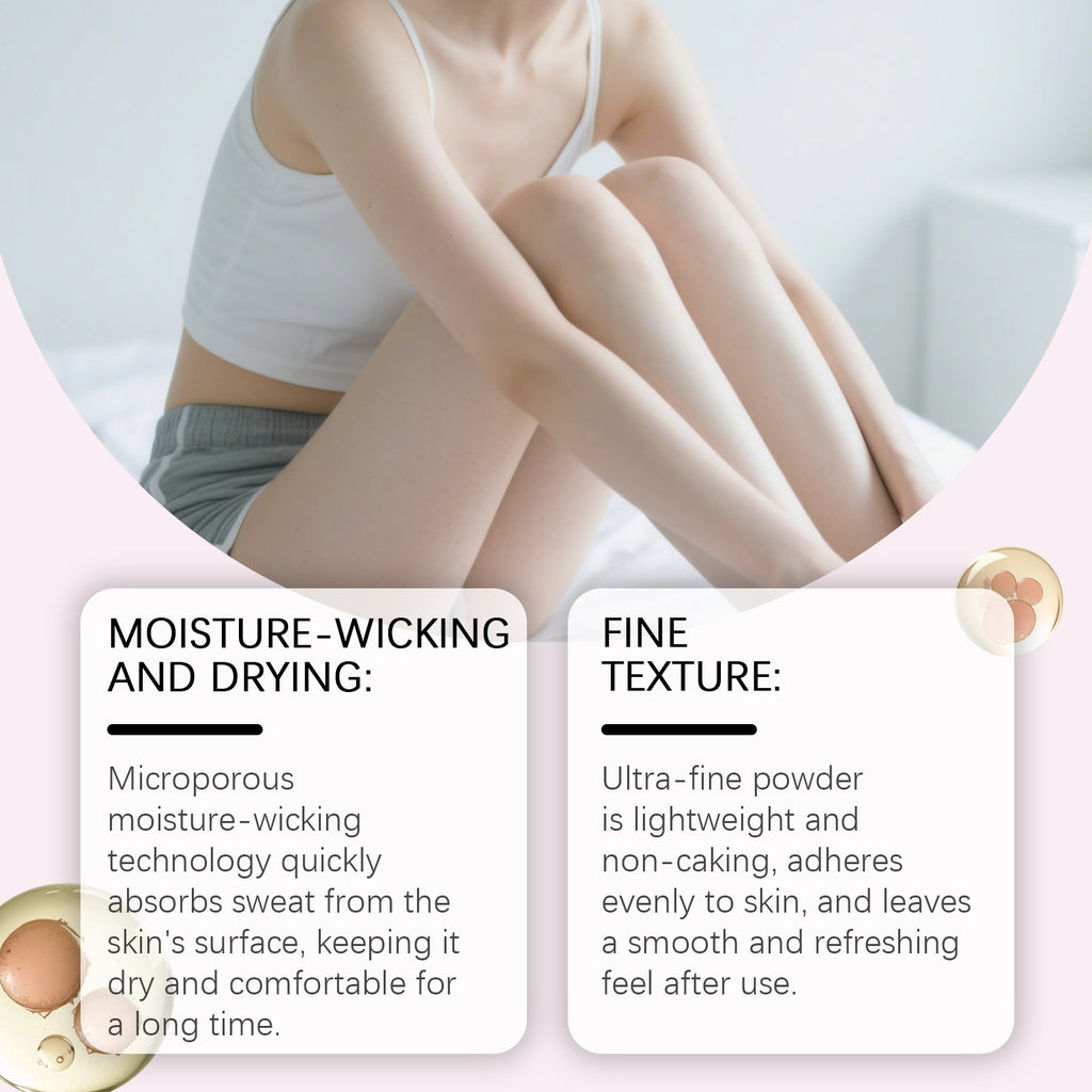 Dry Talcum Powder Remove Odor Sweating Moisture Refreshing Body Inner Thigh Absorption Natural Comfortable Sensitive Skin Care