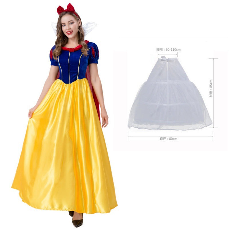 Halloween Costume Adult Snow White cosplay Deluxe Short Sleeve Long Dress Magic Fairy Princess Dress Show