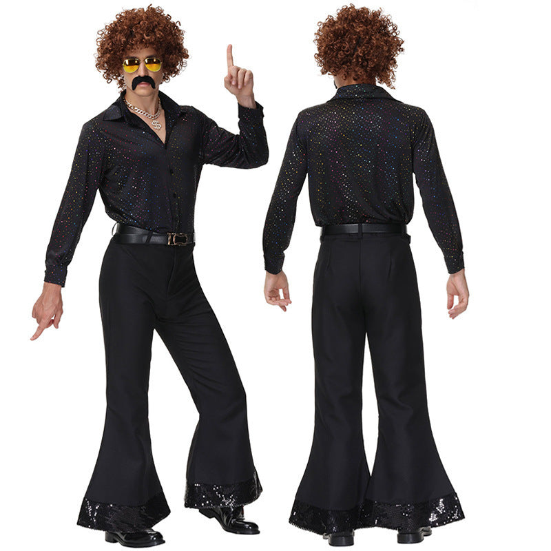 Halloween Costume Adult Retro European and American 70S Disco Sequin Couple Costume Bar Stage Performance Costume