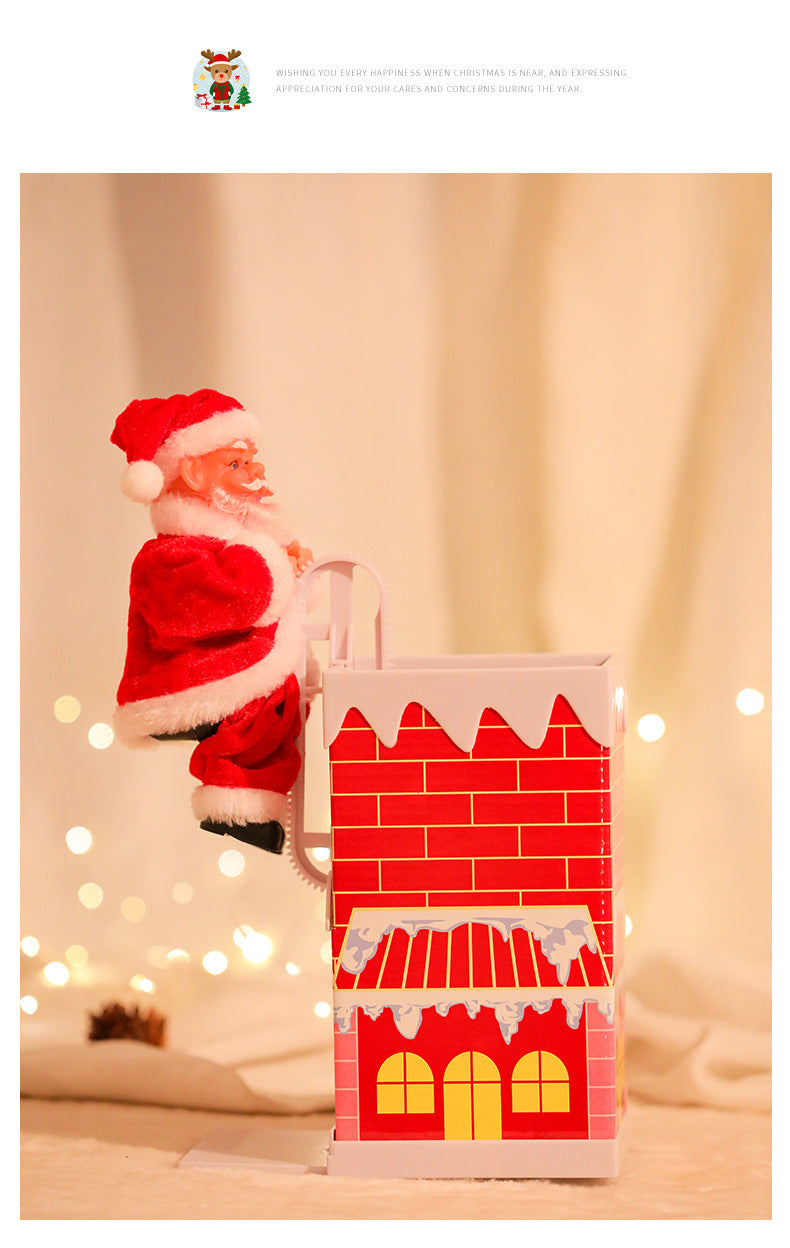 Climbing Chimney Santa Claus Electric Toy Climbing Beads Climbing Ladder Santa Claus Ornaments Christmas Decoration Gifts