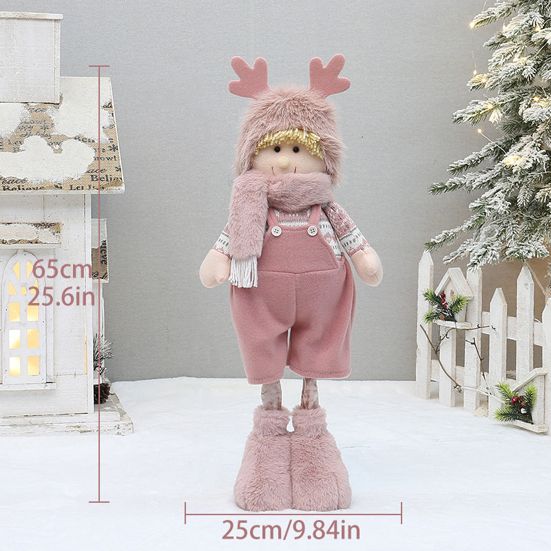 Cross Border Christmas Decorations Pink Antlers Doll Fabric Boys and Girls Doll Standing Doll Desktop Ornaments