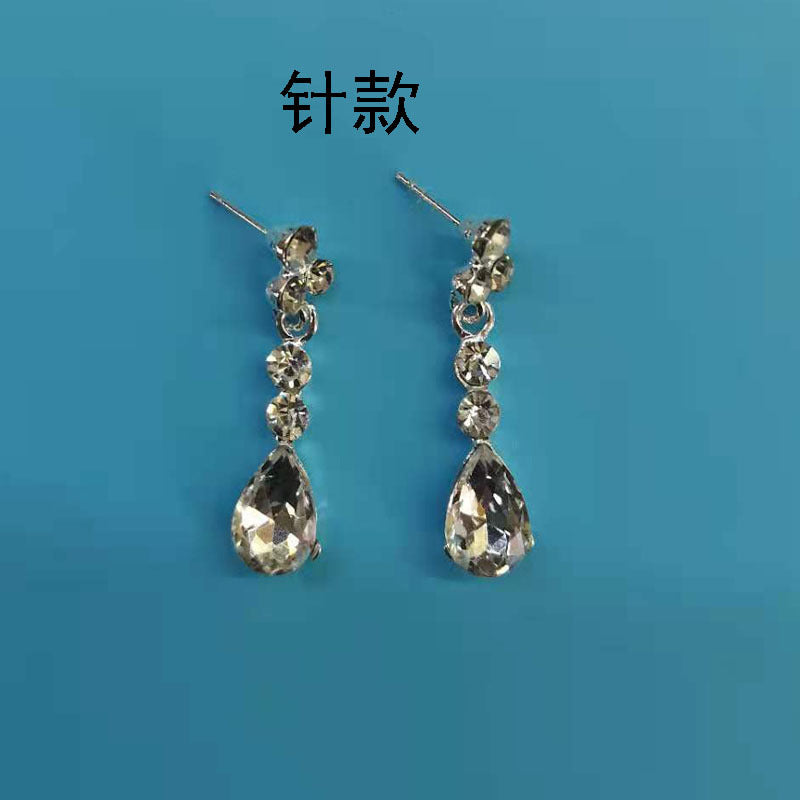 Korean Bride Necklace Earrings Two-piece Decorations Wedding Yarn Wedding Jewelry Wedding Accessories Dance Studio