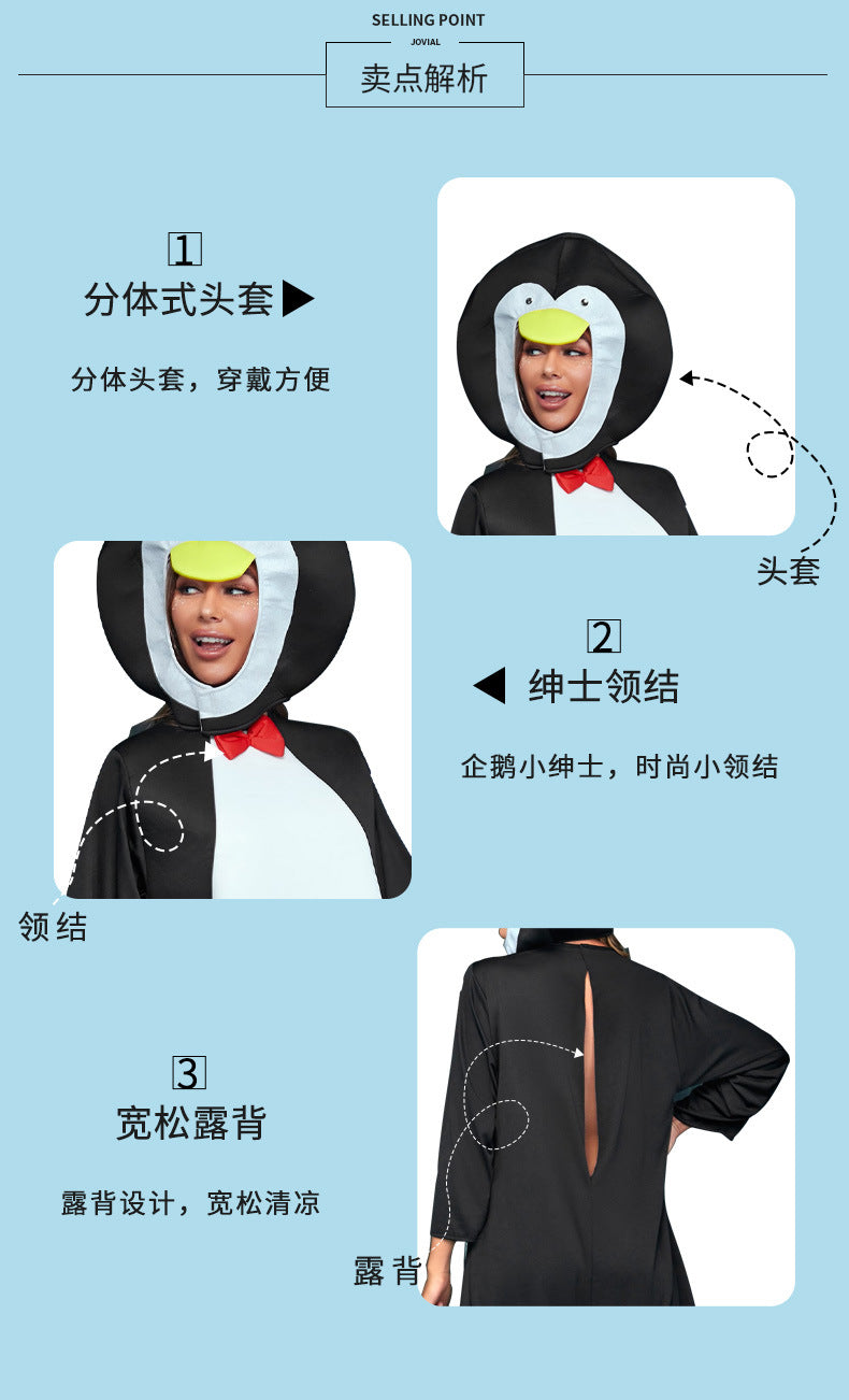Manufacturer Wholesale Christmas Holiday Animal Costumes Cartoon Penguin Stage Performance Cosplay Costumes