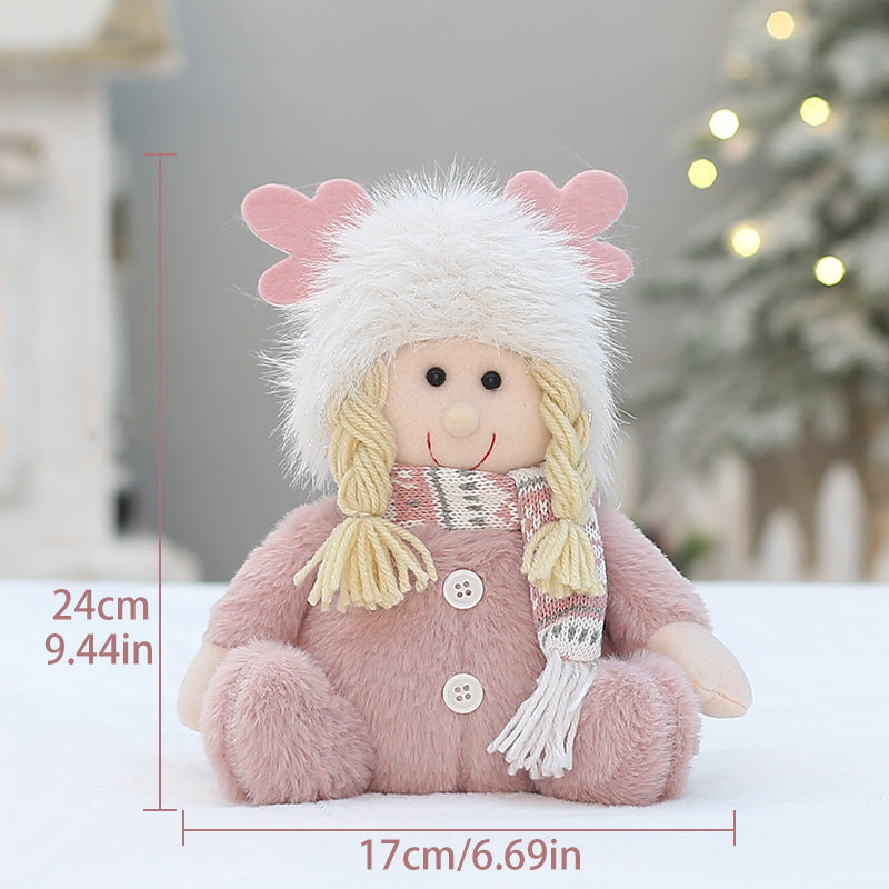 Cross Border Christmas Decorations Pink Antlers Doll Fabric Boys and Girls Doll Standing Doll Desktop Ornaments