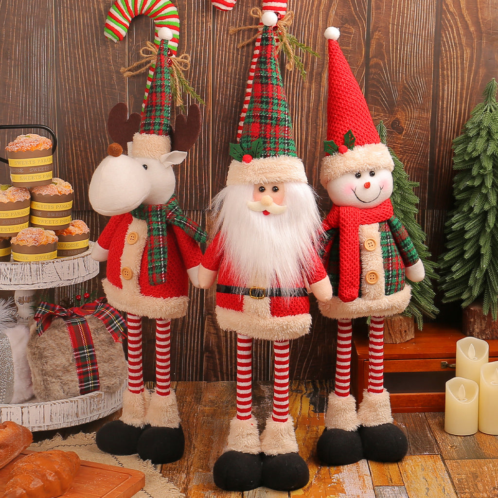 A variety of Christmas standing telescopic doll hotel window Christmas snowman elk doll decorative ornaments