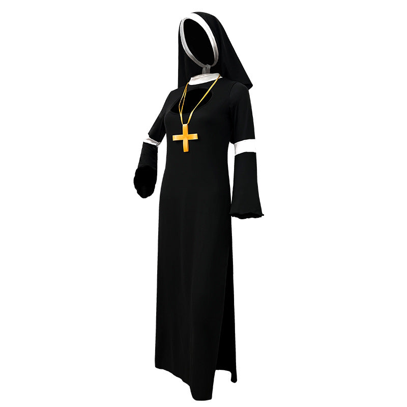 Foreign Trade Adult Female Halloween cos Costume Masquerade Nuns Cosplay Clothing Stage Performance Clothing suit