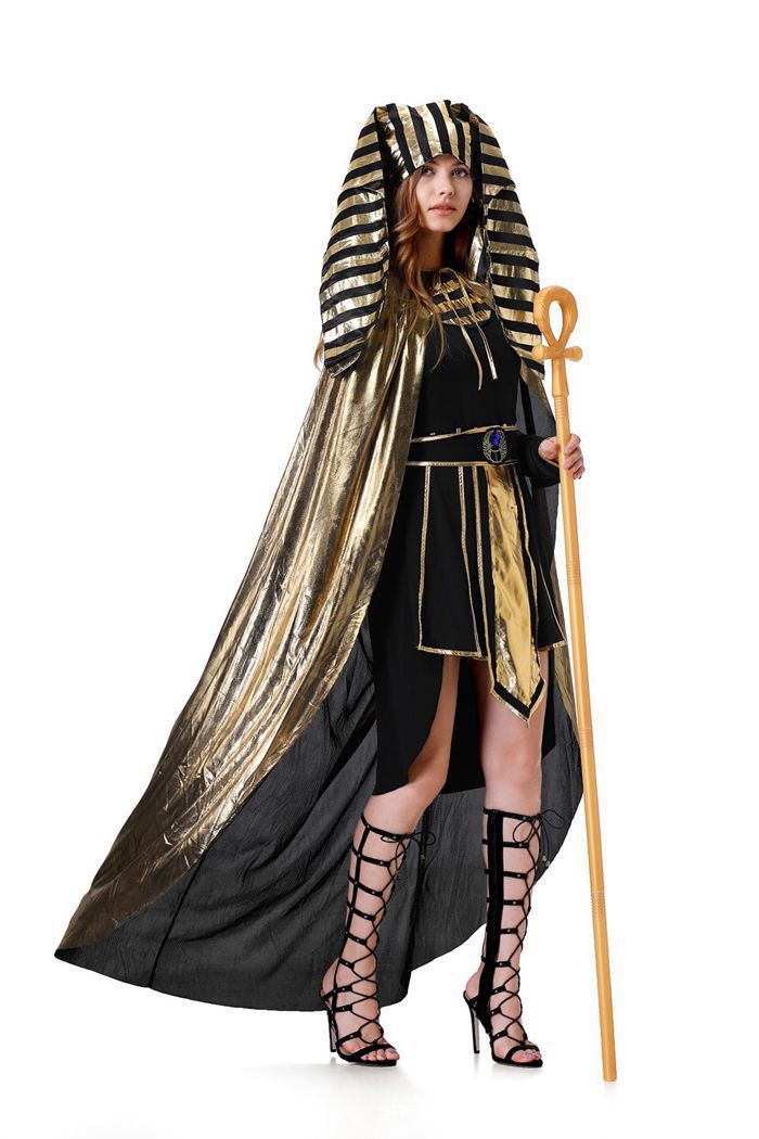 Cross-Border Halloween Egyptian Pharaoh Couple Cosplay Costumes for Men and Women Ancient Greek and Roman King Pharaoh Cleopatra Costumes
