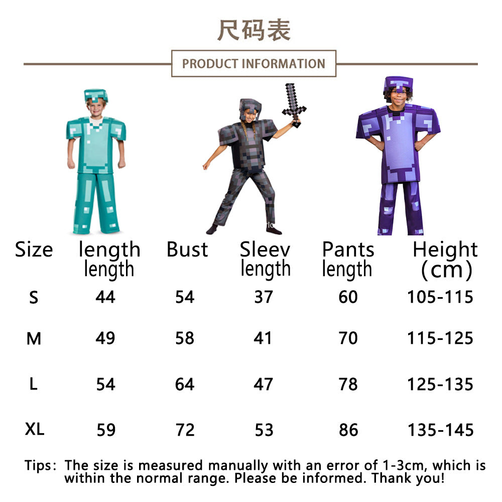 My World Child Cos Suit Steve Stage Game Performance Suit minecraft Halloween Costume in stock