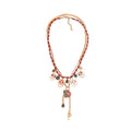 Za European and American Retro Halloween Metal Skull Heart Whistle Two-Piece Necklace Hand-Woven Cross-Border Supply