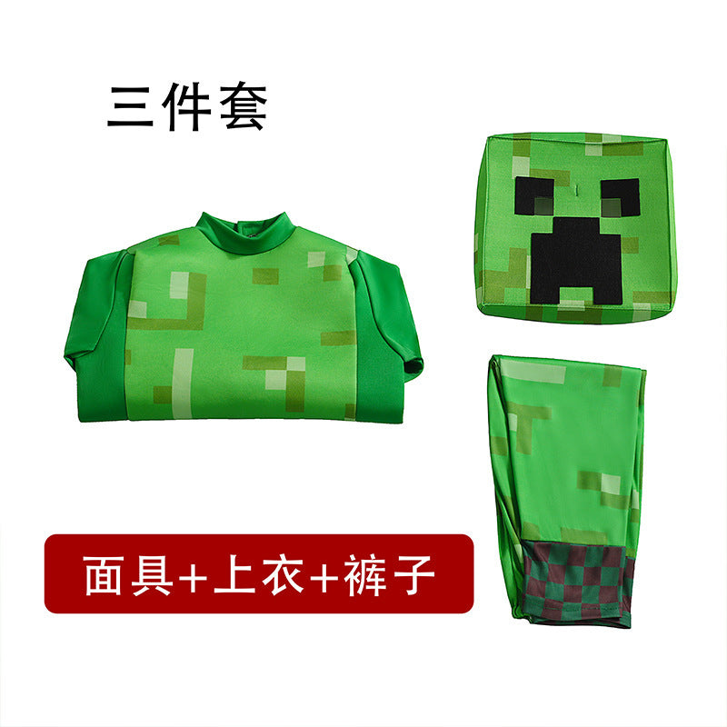 My World Child Cos Suit Steve Stage Game Performance Suit minecraft Halloween Costume in stock