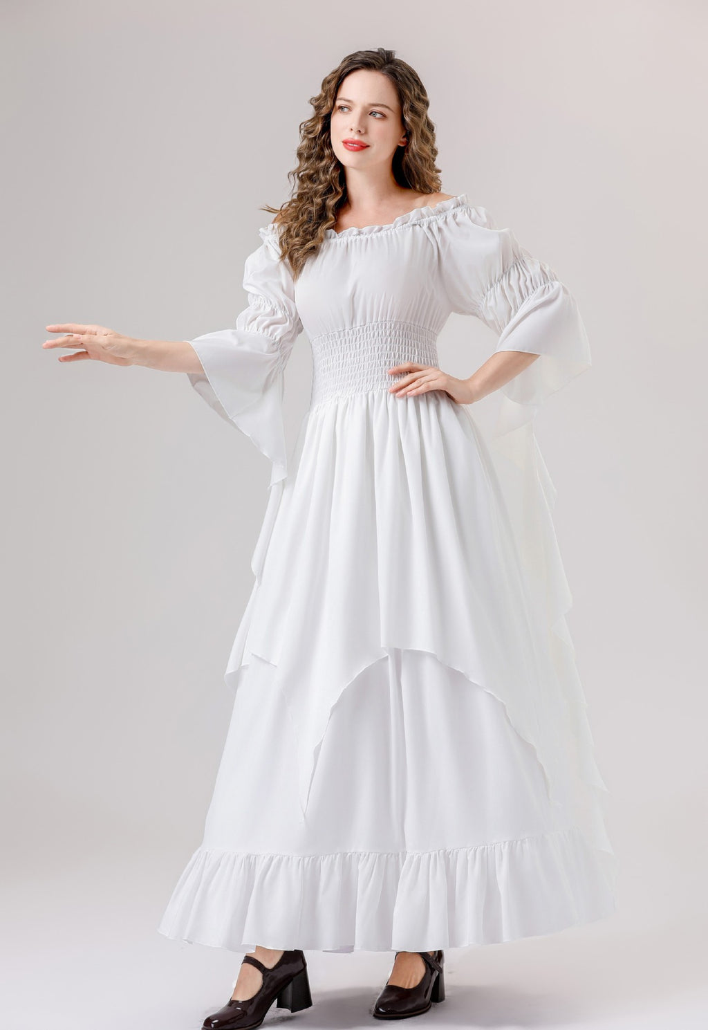 Halloween Medieval Renaissance Retro Dress European and American Square Collar Bundle Waist Dress Stage Performance Costume