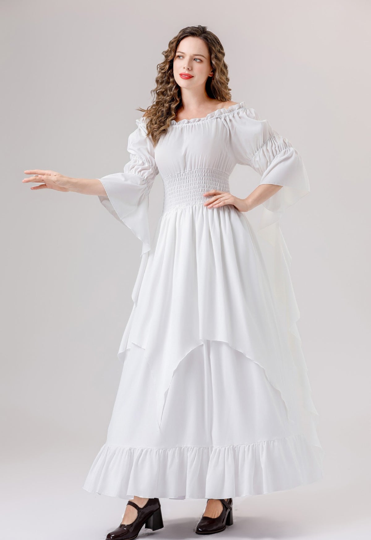 Halloween Medieval Renaissance Retro Dress European and American Square Collar Bundle Waist Dress Stage Performance Costume