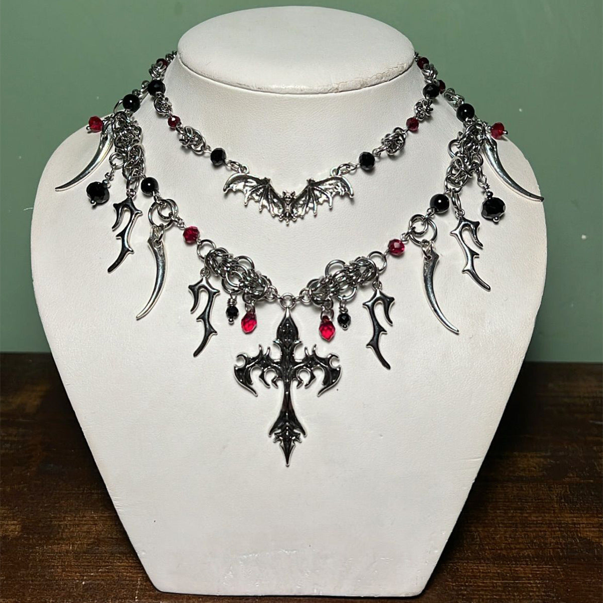 Halloween Cross Necklace Wholesale Cross-Border Vintage Dark Heavy-Duty Gothic Style Necklace Light Luxury Niche Sweater Chain