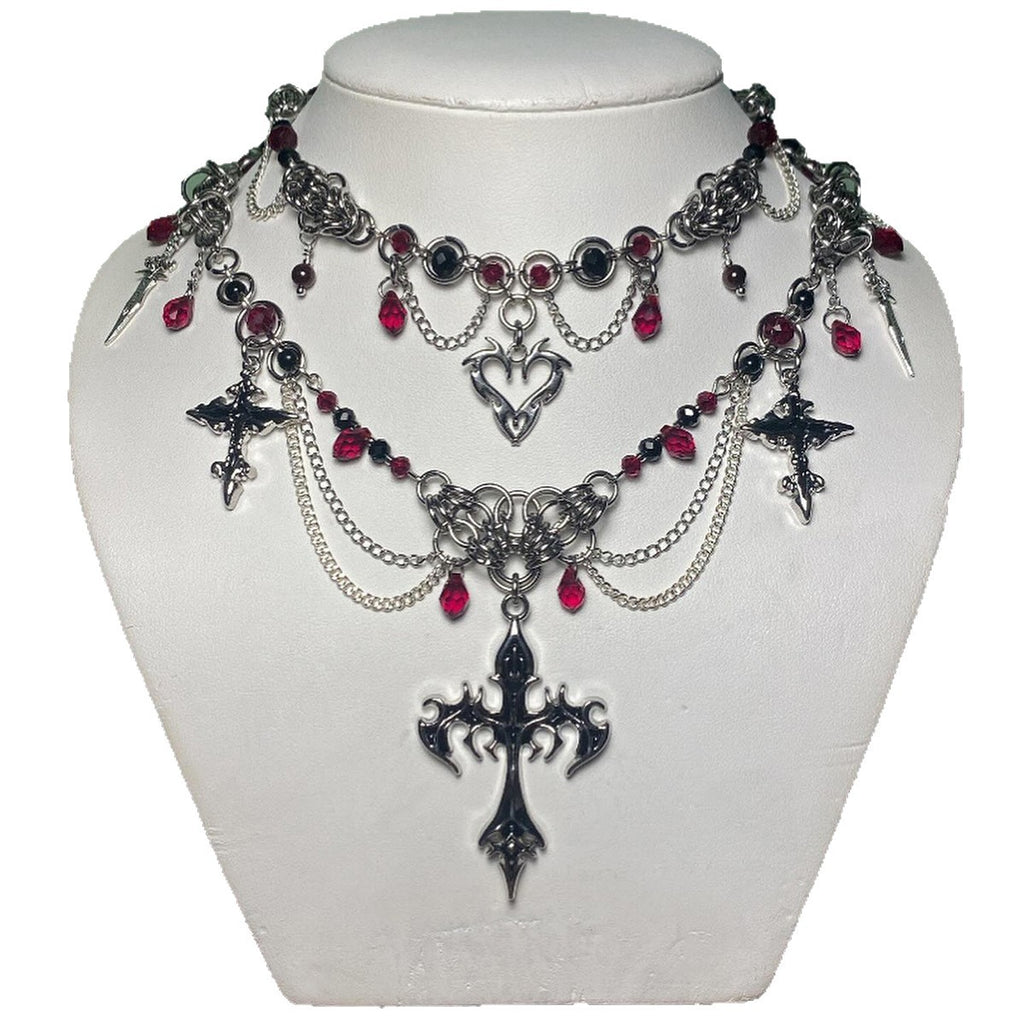 Halloween Cross Necklace Wholesale Cross-Border Vintage Dark Heavy-Duty Gothic Style Necklace Light Luxury Niche Sweater Chain