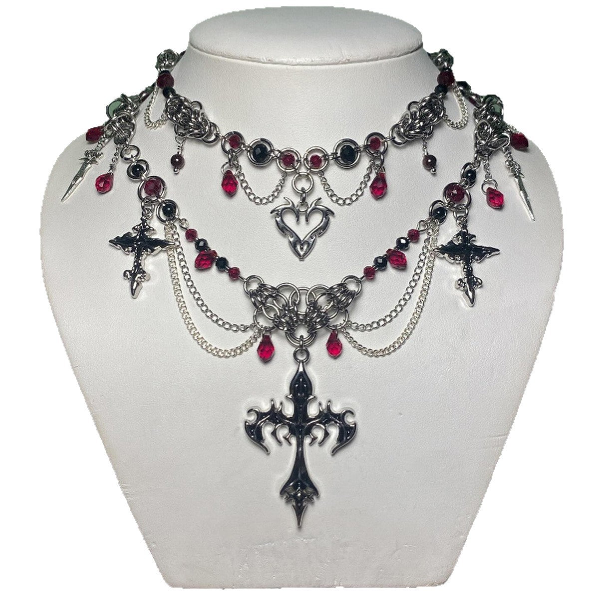 Halloween Cross Necklace Wholesale Cross-Border Vintage Dark Heavy-Duty Gothic Style Necklace Light Luxury Niche Sweater Chain