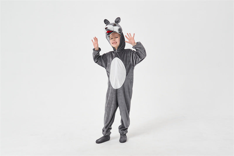 Halloween Big Bad Wolf Plays Parent-Child Animal Siaman Children's Drama Stage Performance Costume Big Tail Wolf
