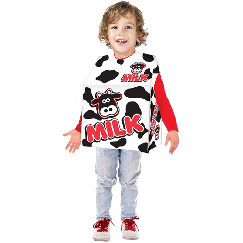 Halloween Adult Food Costume Cosplay Milk Carton Game Stage Costume Game Theme Dance Party