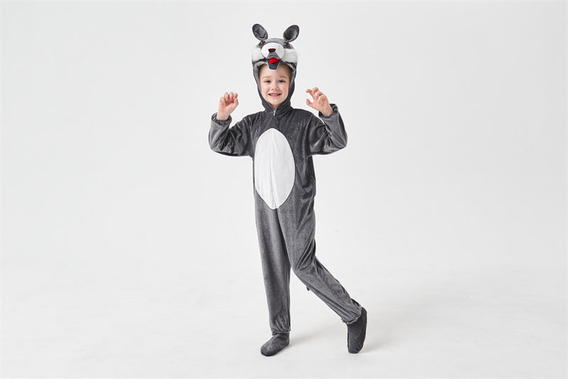 Halloween Big Bad Wolf Plays Parent-Child Animal Siaman Children's Drama Stage Performance Costume Big Tail Wolf
