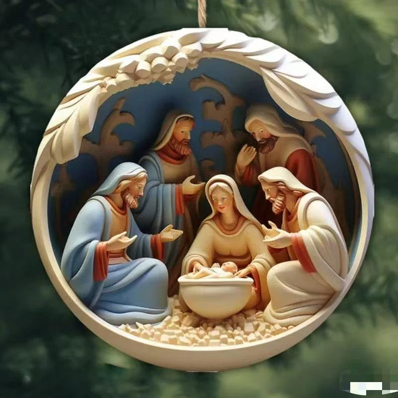 2025 Cross-Border Independent Station Acrylic 3D Effect Christmas Ornaments New Religious Belief Decoration