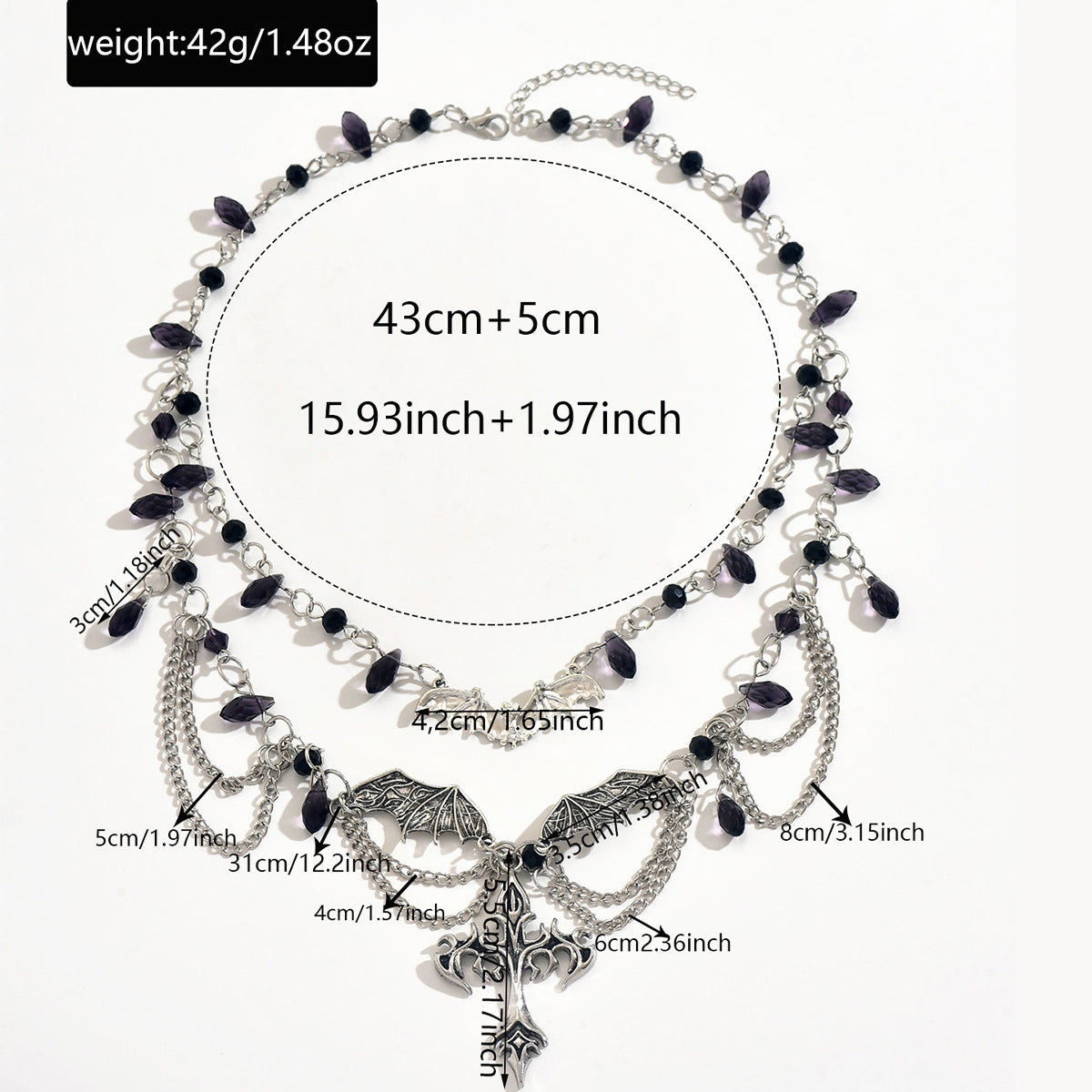 Halloween Cross Necklace Wholesale Cross-Border Vintage Dark Heavy-Duty Gothic Style Necklace Light Luxury Niche Sweater Chain